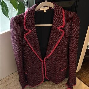 LoveShackFancy Pink and Black Textured Blazer size 12 excellent condition